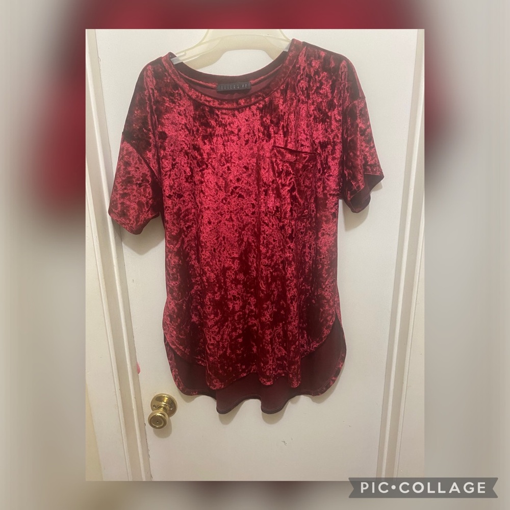 Elegant Red Velvet Women's Top